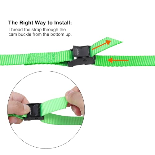 Ayaport Lashing Straps with Buckles Adjustable Cam Buckle Tie Down Cinch Strap - color: Green, size: 0.75'' x 8'