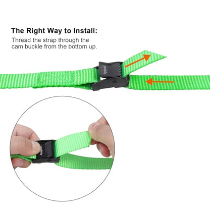 Ayaport Lashing Straps with Buckles Adjustable Cam Buckle Tie Down Cinch Strap Green Strap - color: Green, size: 0.75'' x 24''
