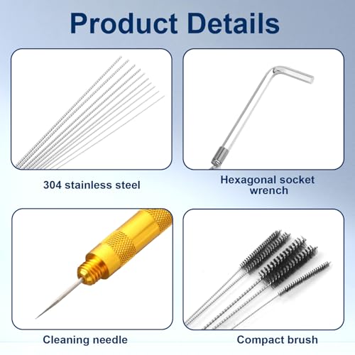 4 Pack Carburetor Cleaning Kit, Torch Tip Dirt Removal Set for Jets Nozzles Orifices, Throttle Body Tools for Chainsaw Motorcycle ATV Carb Welding Stove Shower Head Maintenance - style: 20 Needles & 10 Brushes & 2 Wrenchs & 2 Picks