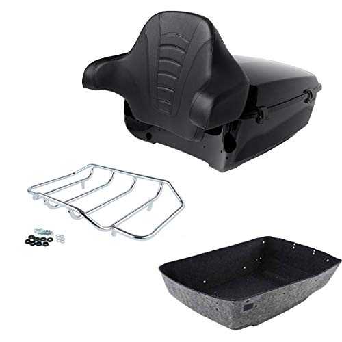 TCMT King Motorcycle Trunk Box Wrap Around Backrest Top Luggage Rack Fit For Harley 2014-2025 Touring CVO Road King Road Glide Street Glide Electra Glide Pack - color: Set A#3