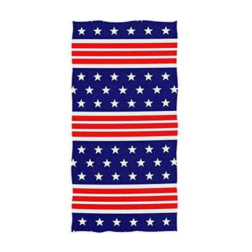 Naanle Chic American Independence Day Stars Stripes 4th of July Pattern Soft Large Hand Towels Multipurpose for Bathroom, Hotel, Gym and Spa (16" x 30") - color: Stars&stripe