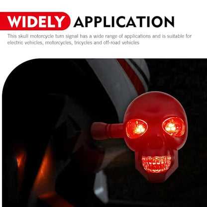 2 PCS Motorcycle Skull Turn Signal Light, 10 mm Screw LED Turn Signal Lamp with Red DRL & Amber Direction Warning, Universal for Scooter Dirt Bike (Red & Amber) - color: Red & Amber