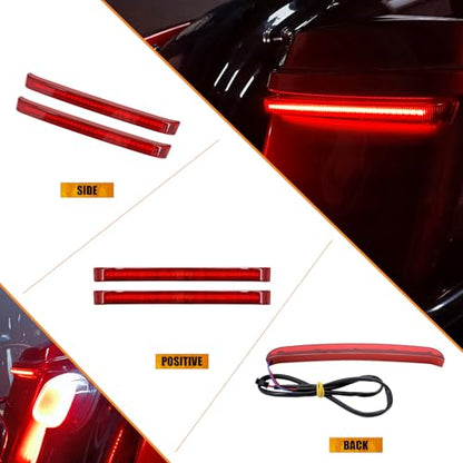 Motorcycle Saddlebag Tail Light Running Brake Sequential Turn Signal LED Lamp Fit for Harley Touring Street Gilde Road King Road Gilde Electra Glide Ultra Limited 2014-2023 (Red Lens) - color: Red Lens