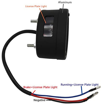 FATECIM Motorcycle LED Tail Light Cat Eye Rear & Brake Light Red Lens Integrated License Plate Lamp Universal Fit for Motorcycle/Cruisers/Bikes (Black) - color: 3036-Black