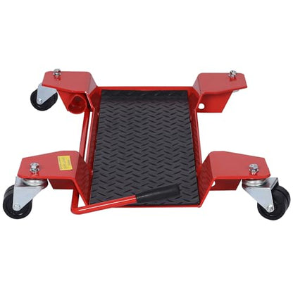 Motorcycle Center Stand Move Dolly Red 360 Degree Casters Garage Workshop