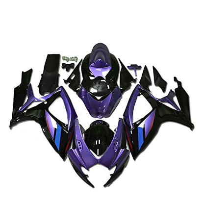 FLPRO Injection Full Fairing Kit Fit for Suzuki 2006 2007 GSXR600 GSXR750 K6 GSX-R600 GSX-R750 06 07 ABS Plastic Motorcycle Bodywork Gloss Purple Black - color: gloss purple black