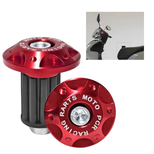 2 PCS Motorcycle Bar End Plug, Aluminum Alloy Hand Grip End Cap Fits 16-18mm ID Handlebars, Durable Motor Grip Ends Replacement for Electric Scooters & Off-Road Motorcycles (Red) - color: Red