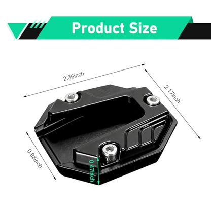 1PC Motorcycle Kickstand Pad, Alloy Anti-Slip Side Stand Extension Plate, Enlarged Bottom Anti-Sink Foot Support, Universal for Most Motorcycles (Black)