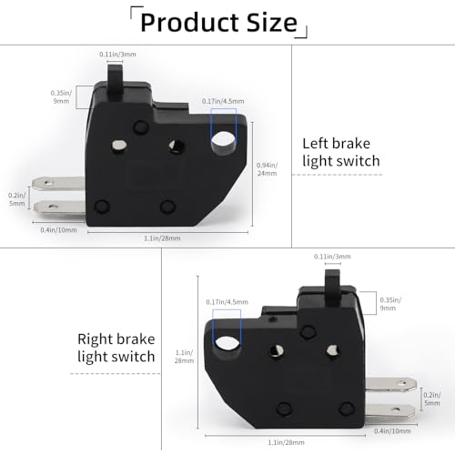 Motorcycle Brake Light Switch 1 Pair (Left and Right),Universal Brake Light Switch Sturdy Plastic for 50cc-250cc ATV, Dirt Bike, Scooter, Moped,Compatible with Honda, Kawasaki, Suzuki, Yamaha