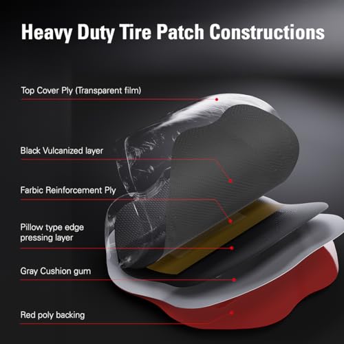 CKAuto 10 PCS Bias Tire Repair Patch Kit Heavy Duty Dia 5-5/16" (135mm) for Trucks Bus Agricultural Vehicles Trailer Tractor, Dia 5-5/16" (135mm) 10 PCS - size: Dia 135mm 10pcs