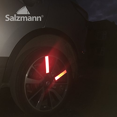 Salzmann Diamond Grade Reflective Sticker, 3M Material, Waterproof, All-Weather, Red, Pack of 4 | Made with 3M Reflective Material | Waterproof Safety Decals | Yellow, Orange, Red & White - color: Red