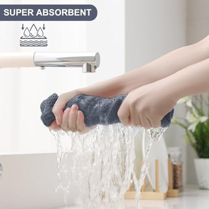 Homaxy 100% Cotton Kitchen Towels and Dishcloths Set, 12 x 12 Inches and 13 x 28 Inches, Set of 8 Bulk Kitchen Towels Set, Ultra Soft Absorbent Dish Cloths for Washing Dishes, Dark Grey - color: Dark Grey, style: 8-Piece Set
