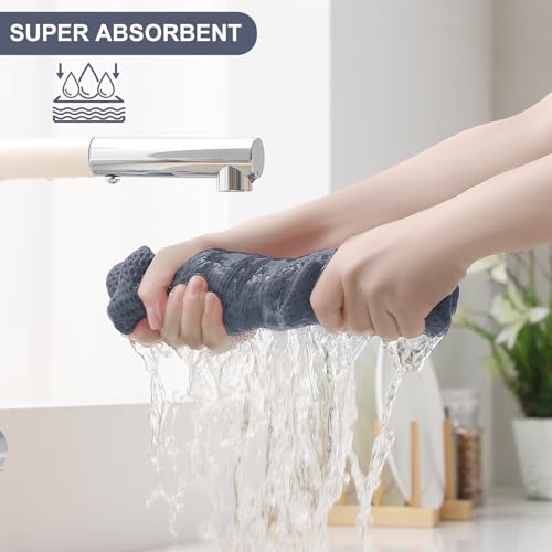 Homaxy 100% Cotton Kitchen Towels and Dishcloths Set, 12 x 12 Inches and 13 x 28 Inches, Set of 10 Bulk Kitchen Towels Set, Ultra Soft Absorbent Dish Cloths for Washing Dishes, Dark Grey - color: Dark Grey, style: 10-Piece Set