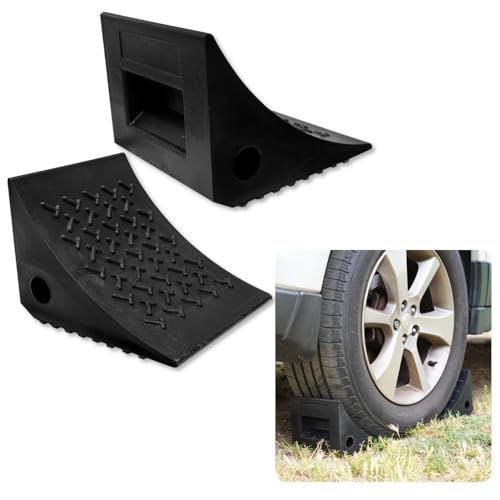 SECURITYMAN Heavy Duty Wheel Chocks (2 Pack) - Durable, Non-Slip, Solid Rubber Wheel Chocks for Boat Trailers, RV, Truck, Camper - Grip on All Surfaces - Trailer Wheel Chocks - Black - color: Black, size: 2 Pack