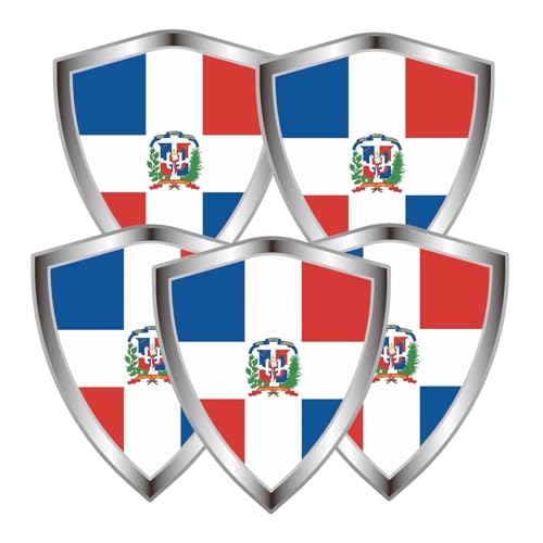 Dominica Flag Decal Sticker - Dominicans Flags Shield Shape Reflective Vinyl Car Stickers - for Car Window Bumper Laptop Waterproof Sticker (5Pcs) - color: Dominican