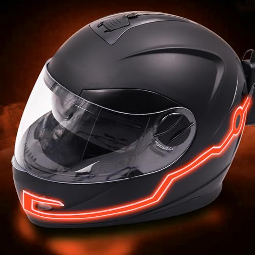 Motorcycle Helmet Light, 3 Modes Driving Brake EL Light Strips for Motorcycle Helmet DIY Waterproof Night Riding Signal (Red)