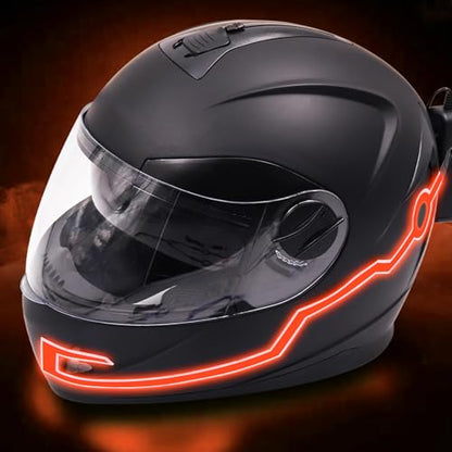 Motorcycle Helmet Light, 3 Modes Driving Brake EL Light Strips for Motorcycle Helmet DIY Waterproof Night Riding Signal (Red)