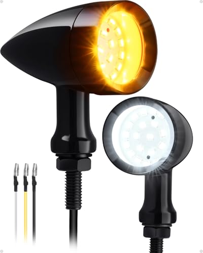 PBYMT Motorcycle Bullet LEDTurn Signal Lights SMD Blinkers Motorcycle Front Led Blinkers Compatible with Honda Yamaha Suzuki Kawasaki Harley Chopper Bobber (24 LEDs) - color: Black/Yellow and Yellow