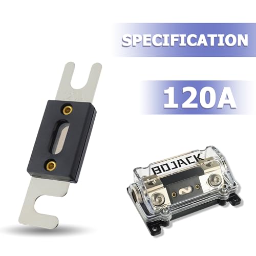 BOJACK 0/2/4 Gauge AWG in-Line ANL Fuse Holder with 120 Amp Fuse No Wire Terminals Needed Inline Fuse Holder with Insulating Cover, Automotive 4, 2, 0 Gauge Fuse Block - size: 120A