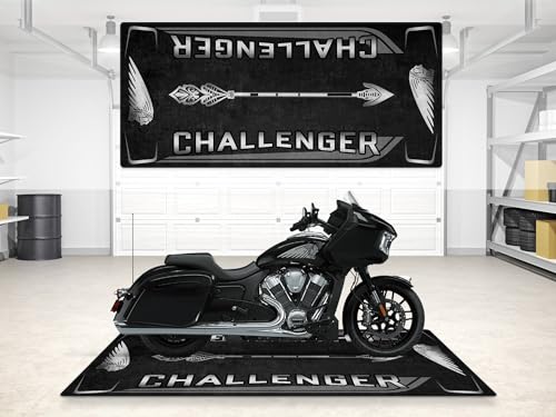 MPM Motorcycle Mat for Challenger Washable Non-Slip Oil & Water Resistant Parking Pitmat for Garage, Showroom, Workshop Use | Black Metallic - Size 1 : 86.6 x 39.4/220 x 100 cm - color: Black Metallic, size: Size 1 : 86.6 x 39.4 "/ 220 x 100 cm