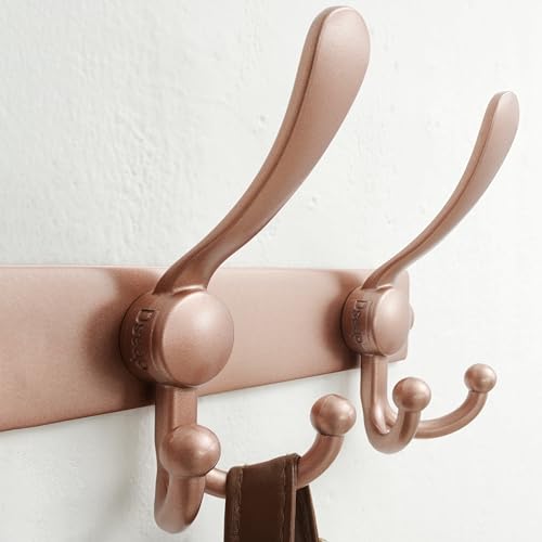 Dseap Coat Rack Wall Mount, Heavy Duty 12-Gauge Base vs Flimsy 1mm, Double-Thick Solid Anti-Snap Hooks, 16” Stud-Mount, Stainless Steel Hanger for Clothes Hat Entryway Closet Mudroom, Rose Gold - color: Rose Gold, size: L=17" (1pcs)