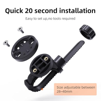 Out-Front Bike Mount Compatible with Garmin Edge, iGPSPORT, XOSS, CooSpo Magene, CYCPLUS GPS Cycling Computer&Lights Adjusted Between 28~40mm Suitable for Round Tube&Flat Handlebars(S12) - style: S12