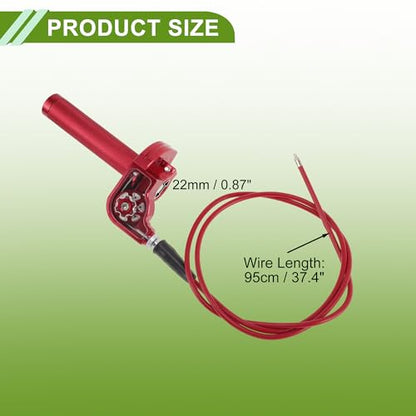 22mm Throttle Grip with 120Cm Red Throttle Cable 1 Pair Checkered Red Handle Sleeves Screw Accessories Plastic Aluminum Alloy Red - color: Red