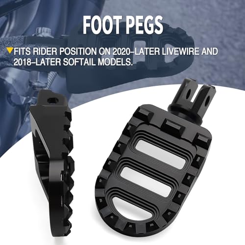 Motorcycle Foot Pegs MX Front Pegs Footrest Fit for Harley 2018-later Softail Low Rider S Breakout FXLRS Fat Bob 114 Street Bob FXBB Fat Boy Sport Glide FLSB (Black) - color: Black