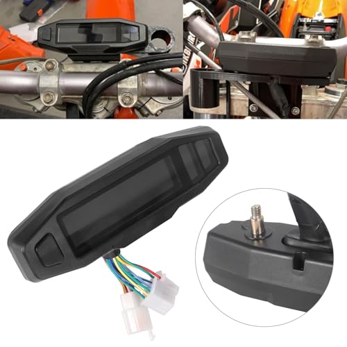 12000 RPM Digital Motorcycle Speedometer Gauge Cluster - 9-16V Universal Fit for 8-22 Inch Wheels, Mini LCD VA Screen