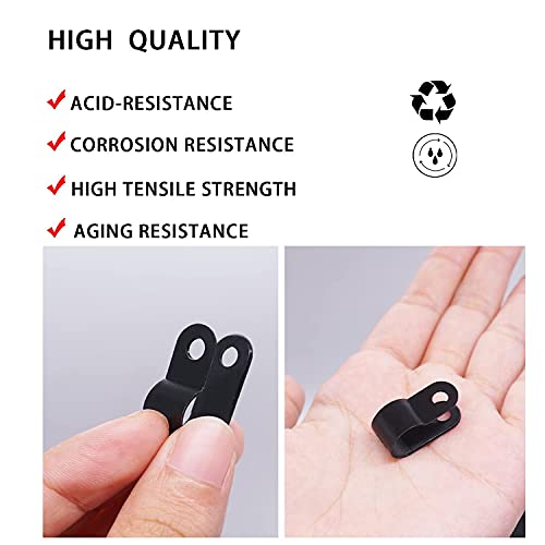 mankk 100PCS 3/8 Inch Rope Light Clips P-Style Mounting Clips Plastic Cable Clamps with Compatible Stainless Steel Pan Head Phillips Screws for Wire Management M-032-BK-LS - size: 100 Pack 3/8Inch
