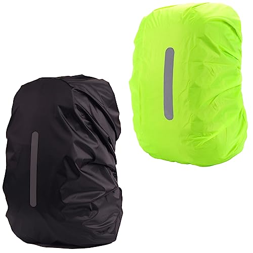 2 Pack Waterproof Rain Cover for Backpack,Backpack Rain Cover with Reflective Strip,Rucksack Rain Cover for Bicycling/Hiking/Anti-Dust/Anti-Theft/Camping/Traveling/Outdoor Activities - color: 1 Pcs Black + 1 Pcs Green, size: S (For 15L-25L backpack )
