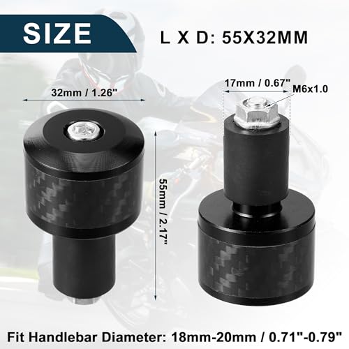 Motorcycle Handlebar End Plug Aluminum Alloy 7/8" 22mm Fashionable | Front Handle Bar Grips Cap Gear Balanced Plug Black 2 Pcs