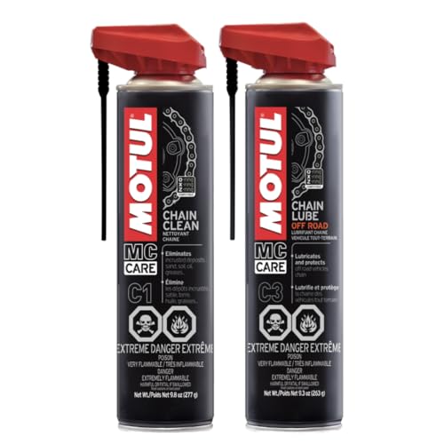 Motul Chain Care Set – Chain Cleaner (C1) & Chain Lube Off-Road (C3), Motorcycle Maintenance Set, Safe for O-Ring Chains (111818, 111820)