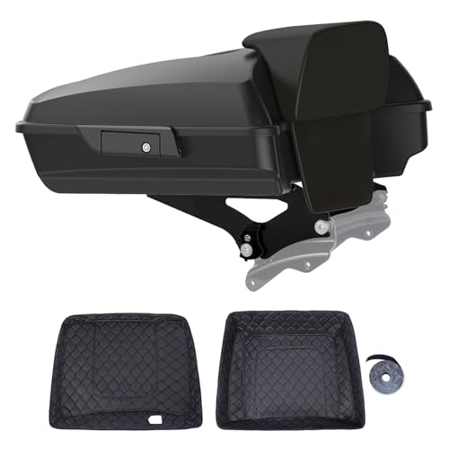 Motorcycle Road Glide Razor Tour Pack For 2009+ Harley Touring - Arctic Black, Black Detachable Mounting Rack, Backrest & Black Trunk Liners - color: Arctic Black, size: Razor Tour Pack, Detachable Rack & Black Liners
