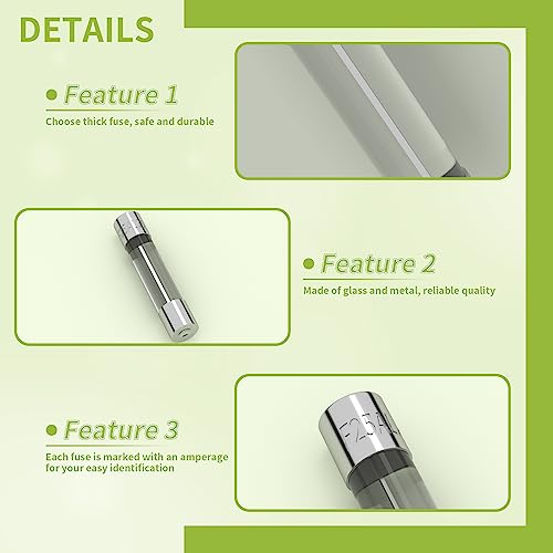 Joinfworld 360Pcs Fast Blow Glass Fuses Assortment Kit + 5 Pack Panel Mount Fuse Holder 5x20mm
