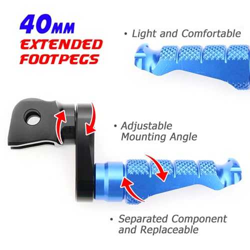 MCMOTOPARTS R-FIGHT Blue Front Footpegs 1.5 inch Extended Foot Pegs Compatible with ER-6F 2006-2008 06 07 08 - color: Blue, size: 1.5 inch Extension (40mm)