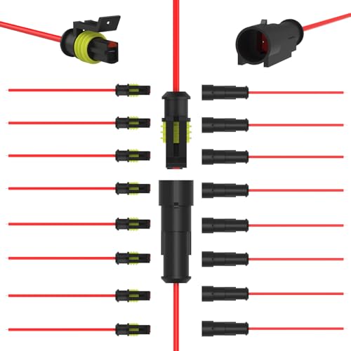 1 Pin Waterproof Electrical Wire Connectors 10 Pack Weather Pack Connectors Kit 20AWG Male and Female Automotive Wire Connectors for Car Truck Motorcycle Boat Auto Wiring - size: 1pin-10Pack
