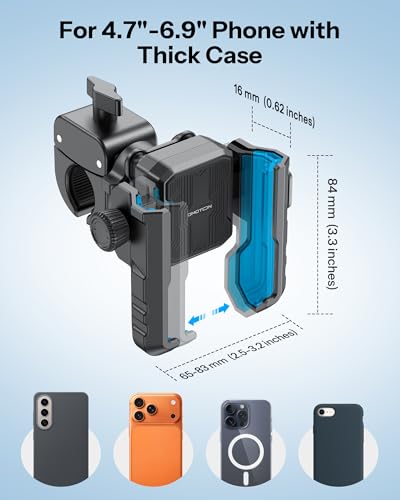 OMOTON BK01 Anti-Vibration Phone Mount, Quick Lock Shockproof Bike & Motorcycle Phone Holder, Fits iPhone & Android for Riders on E-Bike, Stroller, Scooter, Fits Handlebars & Rearview Mirror, Blue - color: 2-Blue