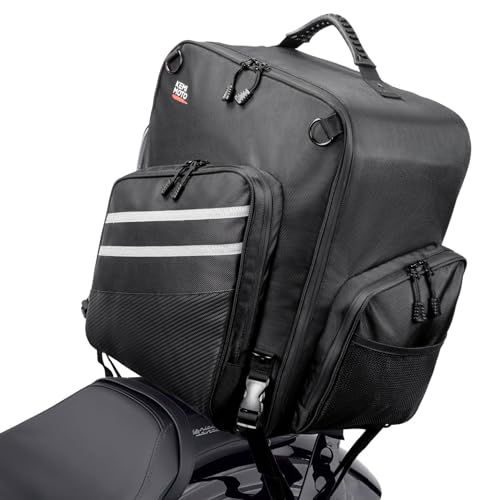 KEMIMOTO Motorcycle Sissy Bar Bag 40L Large Capacity Motorcycle Luggage Rack Tail Bag with Waterproof Zipper Dual Sport Backpack Adventure for Trip Camping Outdoor