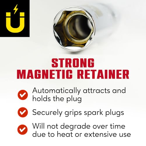 CROM Magnetic Spark Plug Socket - 3/8" Drive Spark Plug Removal Tool (13/16 Inch Magnetic) - size: 13/16 Inch Magnetic
