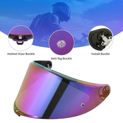 K6 Helmet Shield Visor Replacement Face Shield Compatible with K6 K6S Motorcycle Helmet Accessories (Rainbow) - color: Rainbow