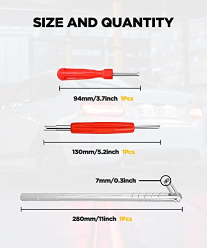 AOCISKA Tire Valve Stem Puller Tools Set,Includes Valve Stem Cores,4 Way Valve Core Remover,Single Head Tire Valve Core Remover,Valve Stem Installer, Tire Repair Schrader Valve Tool
