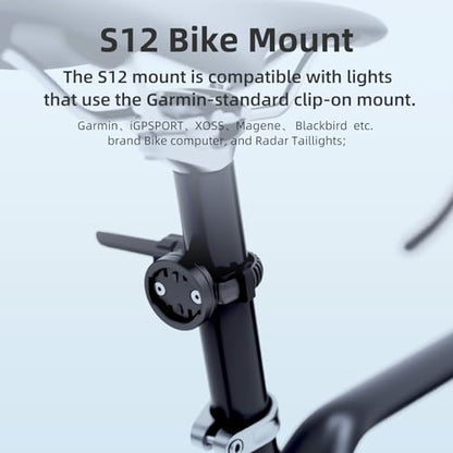 Out-Front Bike Mount Compatible with Garmin Edge, iGPSPORT, XOSS, CooSpo Magene, CYCPLUS GPS Cycling Computer&Lights Adjusted Between 28~40mm Suitable for Round Tube&Flat Handlebars(S12) - style: S12