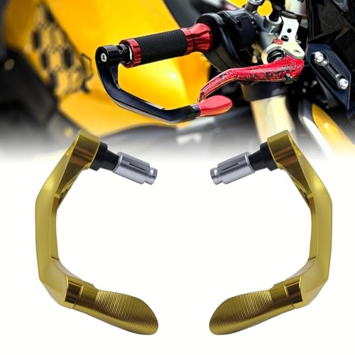 Universal Brake Clutch Lever Guard CNC Aluminum 7/8" 22mm Motorbike Motorcycle Handlebar Hand Guard Lever Protector Accessories(All Gold) - color: All Gold