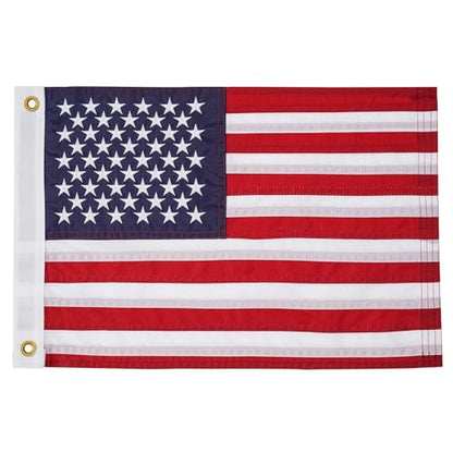 SYII American Flag 16x24 Inches, Embroidery 50 Stars Ensign Nautical US Boat Flags with 2 Brass Grommets, Heavy Duty Nylon Outdoor Banner for Marine Yacht UTV - color: 16x24 American Flag