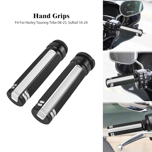 Motorcycle Hand Grips Handlebar Grips Fit for Harley Touring 2008-2025 Trike 2008-2025 Softail 2016-2024, 1 Inch Electronic Throttle Hand Grips - color: Black and White