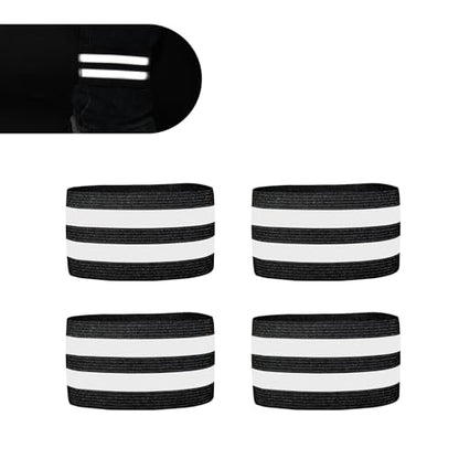 4 PCS High Visibility Reflective Bands, Reflective Running Gear for Wrist, Arm, Ankle, Leg, High Elastic Stretch Reflective Strap, Universal for Night Running, Cycling, Walking - color: Black