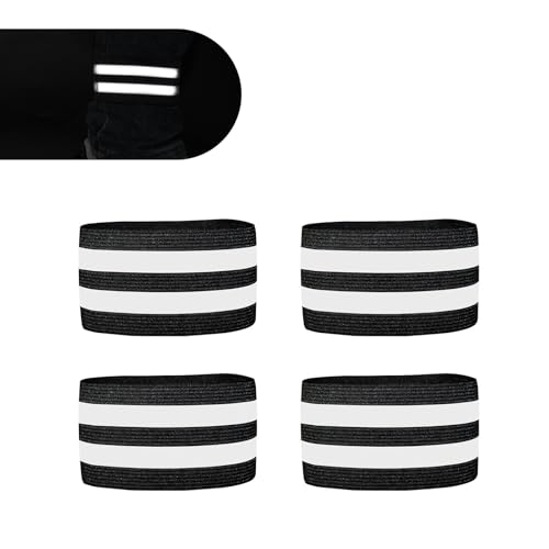 4 PCS High Visibility Reflective Bands, Reflective Running Gear for Wrist, Arm, Ankle, Leg, High Elastic Stretch Reflective Strap, Universal for Night Running, Cycling, Walking - color: Black