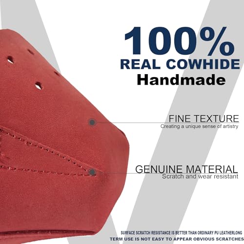 100% Real Cowhide | Toe Cap Guard Protectors | Roller Skate Derby Speed 1 Pair(Red) - color: Red