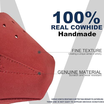 100% Real Cowhide | Toe Cap Guard Protectors | Roller Skate Derby Speed 1 Pair(Red) - color: Red